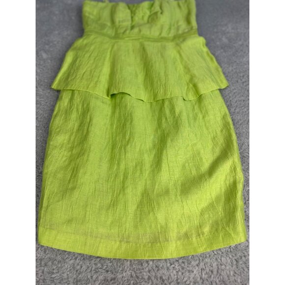 Tracy Reese Jasmine Green Peplum Bustier Dress NWT Size 6 Linen Blend Womens - Picture 2 of 16